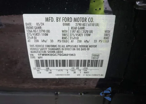 2025 Ford Explorer St z USA, uszkodzony, nr VIN 1FMWK8GC7SGA01963